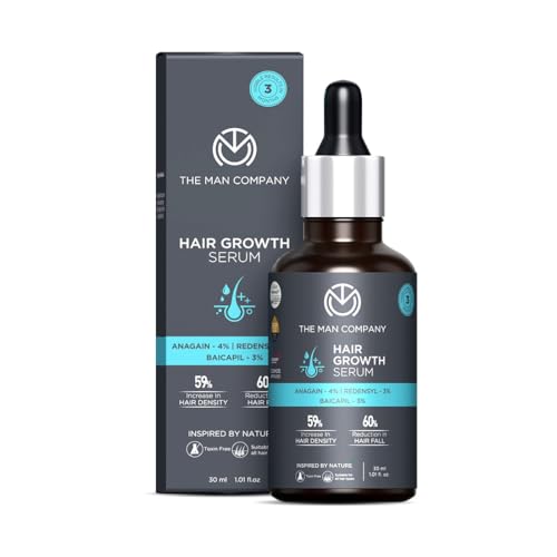 Image of The Man Company Hair Growth Serum for Man (30ml) with 3% Redensyl, 4% Anagain, 3% Biacapil | Stimulates Hair Growth | Prevents Hair Fall | Improves Hair Strength