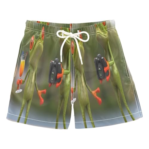 Boys Trunks, Anti Chafe Swim Trunks for Boys 2 T, Funny Frogs