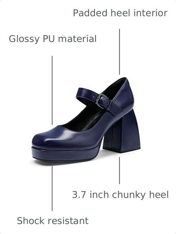 Image of DREAM PAIRS Women's High Chunky Platform Closed Toe Mary Jane Block Heels Square Toe Strappy Dress Wedding Party Pumps Shoes