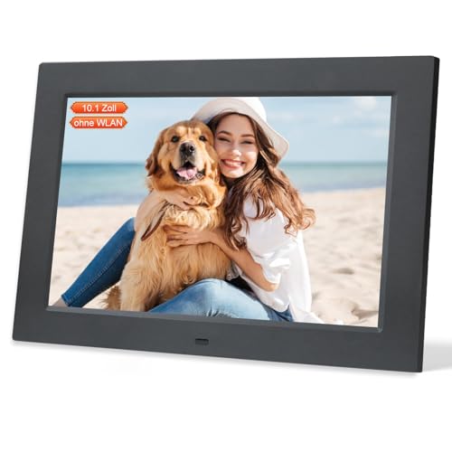 Digitaler Bilderrahmen 10,1 Zoll FHD (1920x1200) IPS, ohne WLAN/Touchscreen – USB/SD bis 64 GB für Fotos/Videos/Kalender/Uhr – Mit Fernbedienung (ohne Speicherkarte)