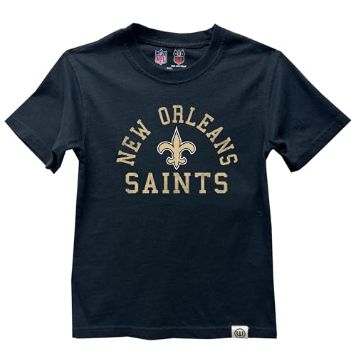 Wes and Willy NFL Kids Short Sleeve Organic Cotton Tee Shirt New Orleans Saints Black 2T
