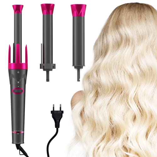 Nalezuns Automatischer Lockenstab, 3 in 1 Rotierender Lockenstab, Links und Rechts Automatisch Rotierender Lockenstab, 3 Temperaturstufen für Sofortige Hitze und Schnelles Styling Cover