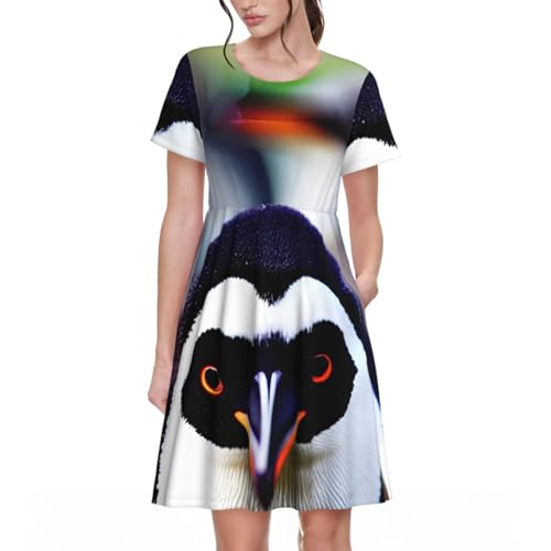 Robe d'été pingouin fluide et confortable à manches courtes