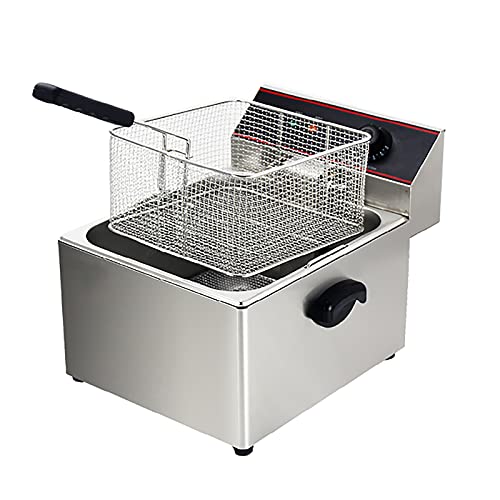 CZAOERXB Freidora eléctrica de 6 l/8 l, freidora de encimera de Acero Inoxidable 304, Temperatura Ajustable, fácil de Limpiar, para Pavo, Patatas Fritas, donas y más