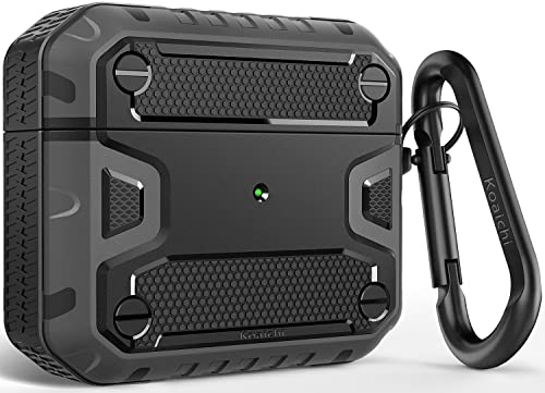 Koaichi Compatible With Airpods 3Rd Generation Case(2021), Full-Body Rugged Hard Shell Protective Case Cover With Keychain Designed For Airpods 3 Case, Black [Us Patent Registered] #TOP3