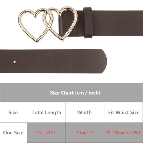 Women's Belt Double Heart Snap Buckle Fashion Casual Decorative Belts for Dresses Blouse4