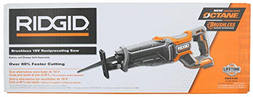 Ridgid R8643B Octane 18V Lithium Ion Cordless Brushless Reciprocating Saw w/ Included Blade and LED