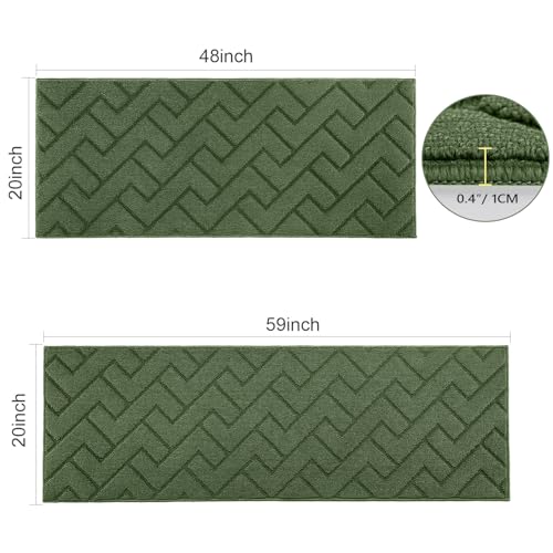 Image of hicorfe Kitchen Runner Rug,20 inchx59 inch+20 inchx48 inch Kitchen Set,Non-Slip Kitchen Mat