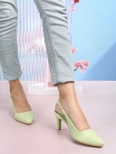 Image of ELLE Women Stylish and elegant Slingback Kitten Heel Mule Sandal