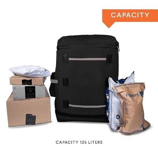 Image of SSBC Heavy Duty Large Delivery Bag | E-Kart & Food Delivery Bag | Professional Logistics Courier Delivery Backpack I 128Litre Capacity Waterproof,26 * 13 * 16Inches (Black )