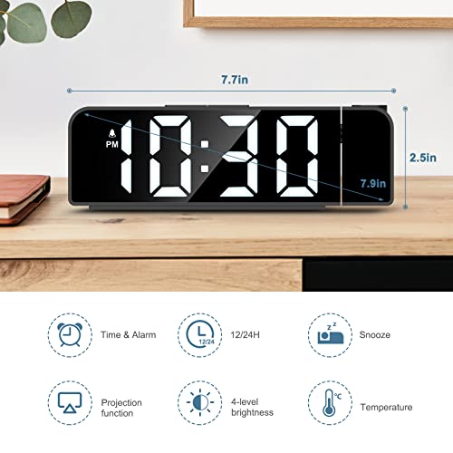 Ankilo Projection Alarm Clock, Newest Led Alarm Clock With 180° Projection On Ceiling Wall With Usb Charging,12/24H,Snooze,Battery Backup, Loud Alarm Projector Clock For Bedroom Decer #TOP1