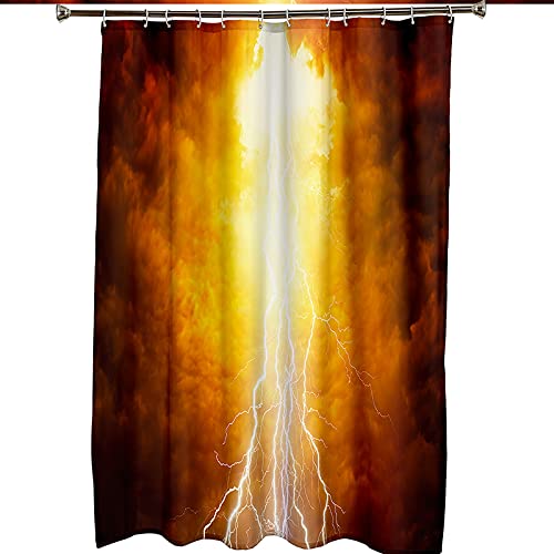 Rideau de douche 180x200cm KnSam éclair orange en polyester imperméable - 7