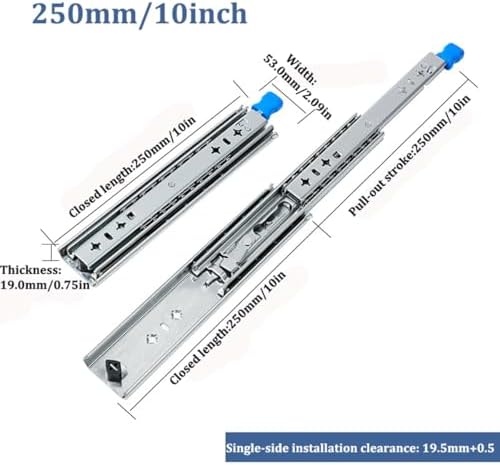 Generic 1 Pair Heavy Duty Locking Drawer Slides 10 14 18 22 26 30 34 38 42 46 54 58 60 in 260 Lb Load Capacity Side Mount Full Extension Ball Bearing Industrial Rail Tool Box Runner(250mm(10inch))