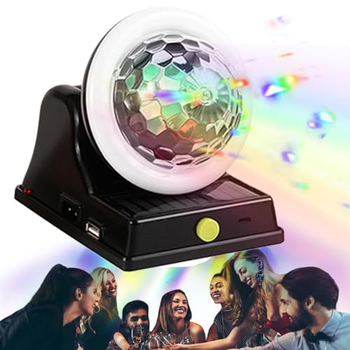Luce a sfera da discoteca solare, luce da discoteca solare a motivo solare | Lampada colorata per giardino - Carica solare colorata palla RGB atmosfera luce per giardino, matrimonio, prato