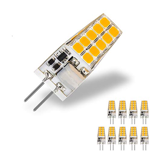 KIMROO G4 LED Bulb 12V JC Tybe 10 Pack 3W Bi-Pin Base Light Bulb Equivalent to 20W-30W RV Halogen Bulb T3 Led Light Lamps for Landscape Chandelier, Under Cabinet, AC/DC, Non-dimmable Warm White