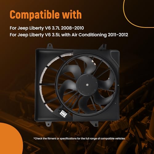 Image of maXpeedingrods 68033228AA Radiator Cooling Fan Assembly with Motor for Jeep Liberty 2008-2012 V6 3.5L 3.7L, 621391 621-391 621940 76241