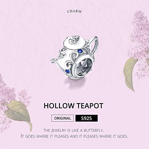 Teapot Cup Charm Original 925 Sterling Silver Bead for Bracelets Christmas Charm for Her Mom Wife - Image 2