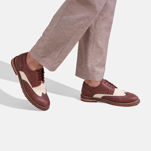 Image of Neeman's Jute Dress Oxfords for Men | Eco-Friendly Brogue Detailing with Cushioned Sole & Modern Heel | Classic Formal Shoes