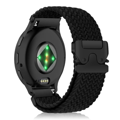 #Commissioniguadagnate<br>22mm Nylon Cinturino per Garmin Venu 3/Venu 4 45mm/Venu2/vivoactive 4/Active Uomo Donna Intrecciato Ricambio Cinturini per Garmin Forerunner 265/255/255 Music/Forerunner 570 47mm - Nero