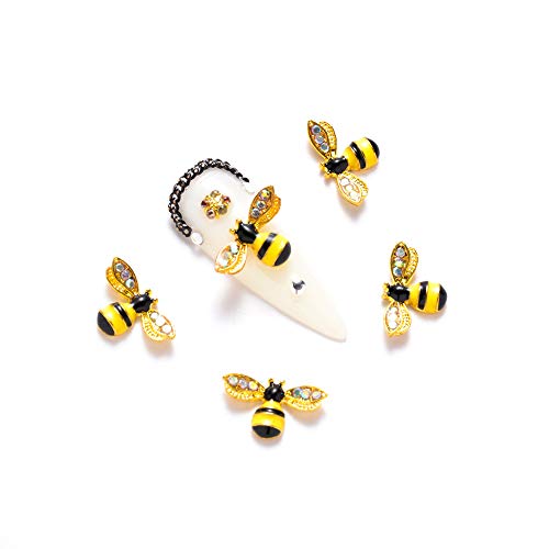 5Pcs lot Glitter Gold Spider Bee 3D Nail Charms Jewelry DIY Pearl Alloy Nail Art Decorations Nails Tools Stickers Animal 3D Alloy Bees Manicure DIY Accessories Jewelry Gems Tool Nail Design (#7)