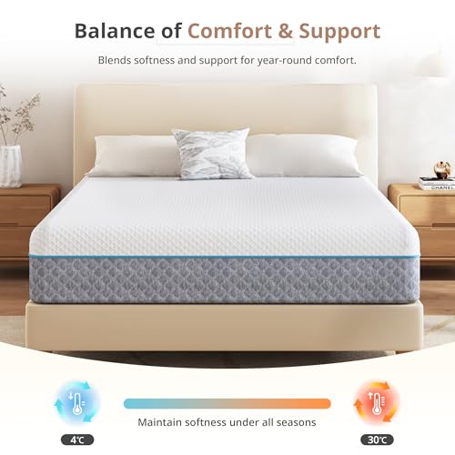 Image of MLILY 14 Inch California King Memory Foam Mattress, Fiberglass Free Mattress Bed in a Box, Gel Medium Firm Mattress, CertiPUR-US Certified, 72 inchx84 inchx14 inch, White | Fiberglass Free Mattress Bed in a Box, Gel Mattress, Medium Firm, Made in USA, CertiPUR-US Certified, 72 inchx84 inch