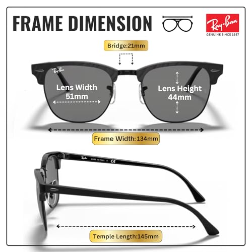 Image of Ray-Ban RB3016 CLUBMASTER MARBLE Square Shaped Sunglasses for Men & Women with Official RAYBAN Eyewear Kit