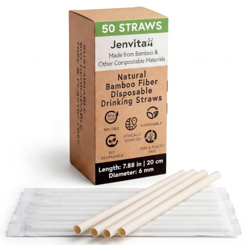 Bamboo Powder Biodegradable Straws (50-Pack)