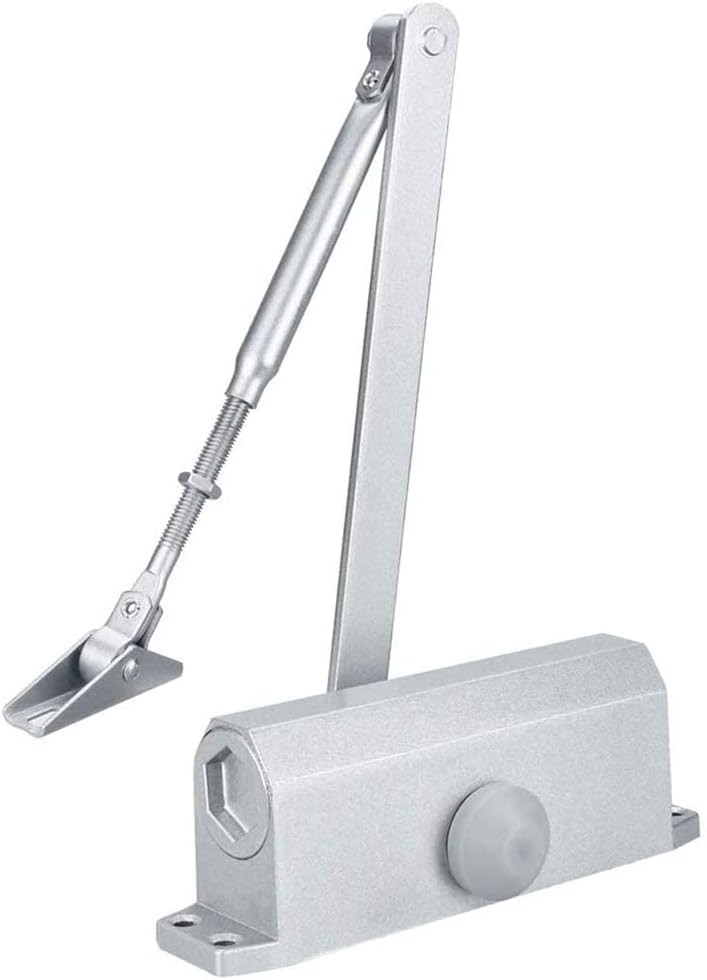 Door Closer, Automatic Hydraulic Adjusting Silent Soft Slow Slam Gate Closer Overhead Concealed Aluminium Door Closer for 35-65kg 70-110cm Wide Wooden Metal Door Fire Door Internal External Door