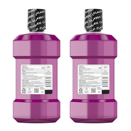 Listerine Mouthwash Total Care Anti Cavity Treatment for Adults Kills 99.9% of Bad Breath Germs in Intense Mint Antibacterial Fluoride Mouthwash, 2 pack of 33.8 fl oz​