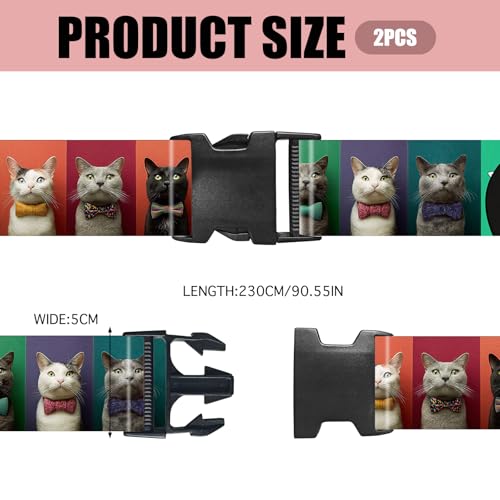 Image of Nuxovilar Luggage Straps Set for Suitcase 1.96x90.5in Polyester | Cargo Strap Travel Belt Security Buckle Band Business Travel Formal Trip Daily Use (Solid Black)