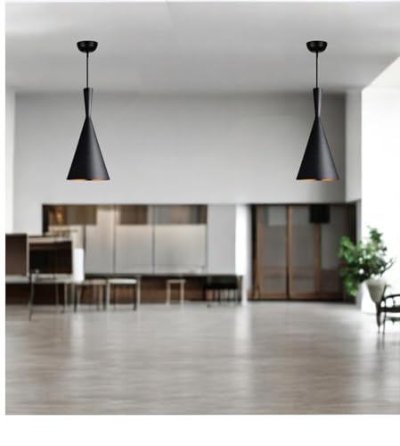 Image of GreyWings Modern Black Aluminium Hanging Pendant Light for Ceiling, Dcorative Lamp, 27 Holder, Inoor Light for Dining, Kitchen, Living Room,(Big) Pack of 1