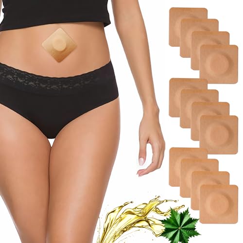 VonTeok 12Pcs Hypoallergenic Castor Oil Pack Wrap for Belly Button, 3.2 x 3.2 Inches, Disposable, Self-Adhesive, Highly Absorbent Pads - Pack of 12