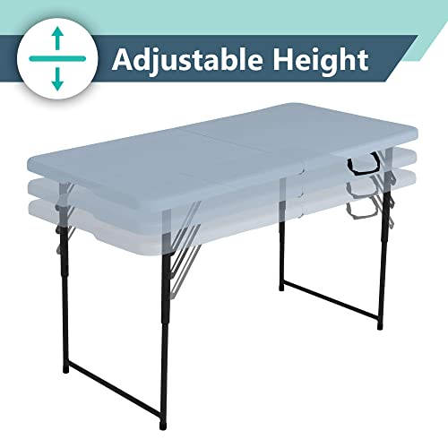 Peakform 4-Foot, Height Adjustable, Fold In Half Table, Gray #TOP4