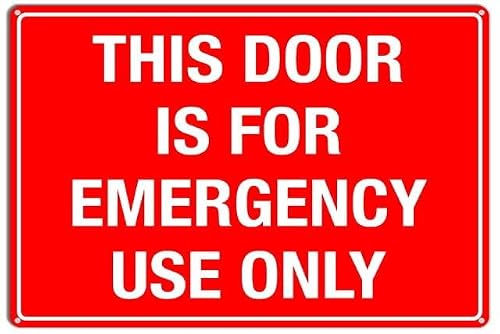 This Door Is For Emergency Use Only Caution Safety Aluminum Warning Sign 8"x12" For Facility Managers, Homeowners - Emergency Exit Zones