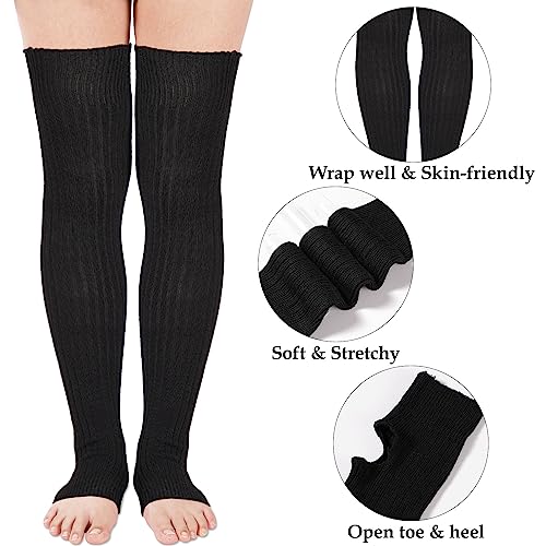 Image of Moon Wood Long Leg Warmers for Women 80s Neon Ribbed Knit Leg Warmers for Girls 80s Party Dance Sports Socks