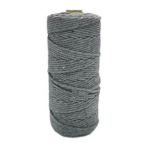 LIBAI-V Cotton Twine, 328 Feet Macrame Cord Cotton Rope, Garden String for DIY Arts & Crafts, Gift Package Twine Wall Hanging Craft Making, DIY, Decorative Projects (Gray, 3MM) Cover