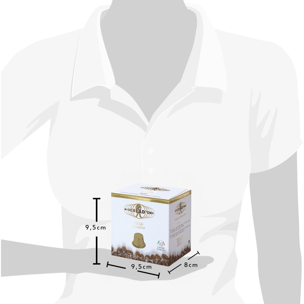 Miscela d'Oro GOLD - Capsule Compatibili Nespresso®* - 100% Arabica - 10 confezioni da 10 capsule (totale 100 Capsule) - Caffè aromatico