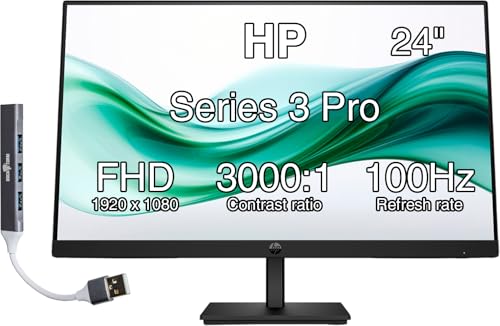 HP V24v G5 24' FHD Computer Monitor (1920x1080), 75Hz Anti-Glare Display, AMD FreeSync, HDMI, VESA Mount, Black, with Dockztorm Dock
