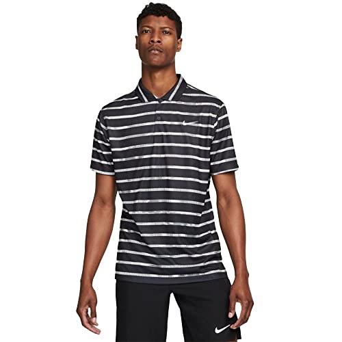 Nike Men's Striped Dri-Fit Golf Polo, Black 2.0, Large