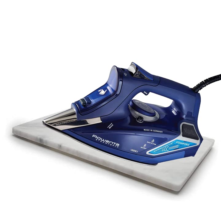 Homes Ironing Mat/Pad - Marble White (6×12in) with 15mm Foam Padding & Silicone Iron Rest for Quick Steam Pressing on Tabletop or Bed - Heat Reflective