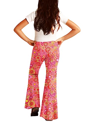Image of Deerose Girls Halloween Hippie Bell Bottom Pants High Waist Flare Pants 5-14 Years