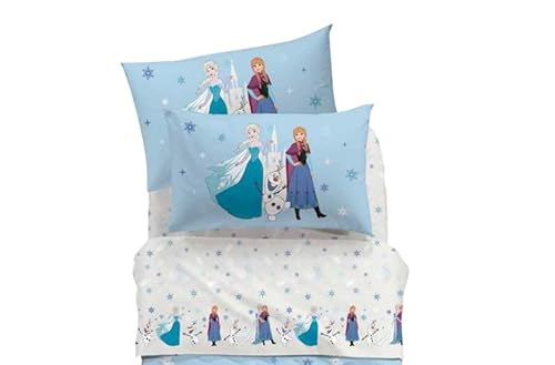 Caleffi Lenzuolo singolo Frozen star cotone (lenzuolo superiore 155x280 + 1 federa 50x80 + 1 lenzuolo inferiore con angolo x materasso 90x200)