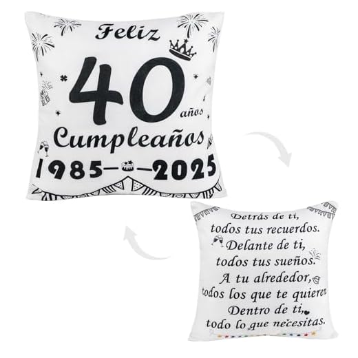 Seutgjie Regalos 40 Cumpleaños 1985-2026 Funda de Cojín para 40 Años Mujer Hombre para Esposa Esposo Novia Novio Hermana Amigos Colegas(1 Unidad)