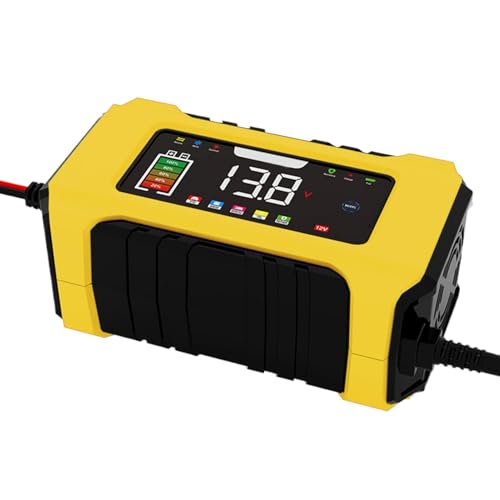 Cargador de batería de coche – Cargador de batería de 12 V | Mantenedor de cargador de batería de pantalla a color, cargador de batería con compensación de temperatura para coche, camión, motocicleta