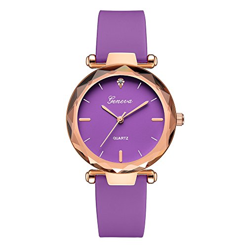 Bokeley Women’s Watch, Women's Stainless Steel Quartz Watch with Silica Strap (Purple)