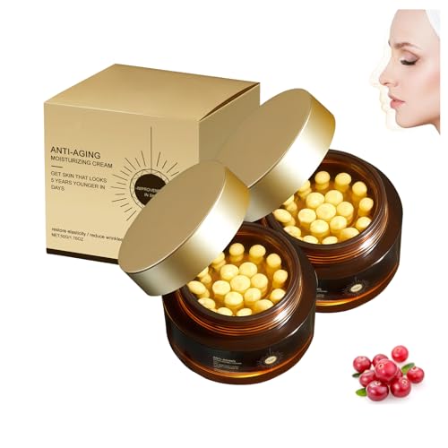 レチノールカプセル保湿クリーム。深く潤いを与え、ハリを与え、コラーゲン配合で、肌の弾力を高め、小じわを軽減。すべての肌タイプに適しています。 (2PCS)