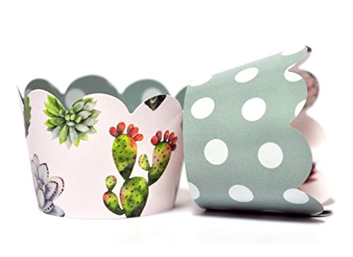 Cactus and Succulent Cupcake Wrappers for Kids Birthday Parties, Baby Showers, Bridal Showers