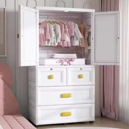 Image of HIWARE Premium Modular Wardrobe for Bedroom, Kids Room and Home | Spacious Clothes Storage Cabinet with Drawers and Shelves | Modern Stylish Design, Heavy Duty, Multiuse Organizer -MS18932-White