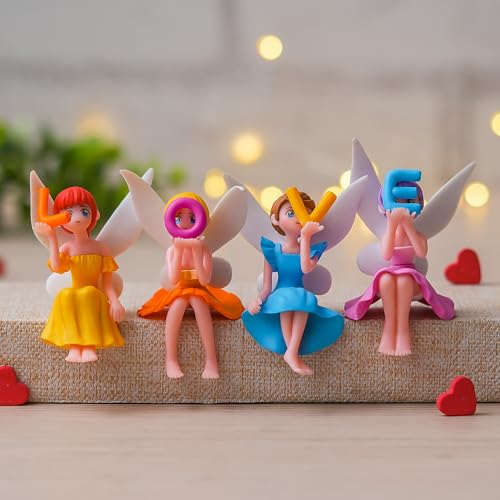 eCraftIndia Set of 4 Dolls with Love Miniature Toys | Dollhouse Accessories Valentine Gift for Girlfriend Wife Her | Valentine Decoration Items | Happy Birthday Cake Topper