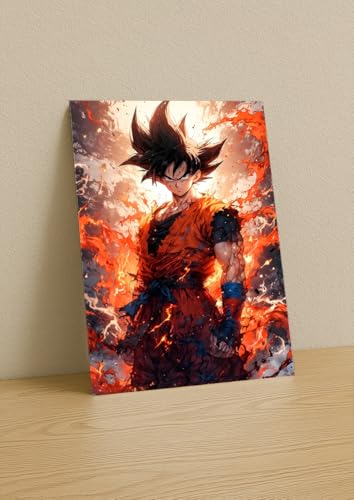 Image of NIJUKA Anime Printed A4 Size Metal sheet Poster For Home And Room Decoration | For Anime Art Fans Boys And Girls (Fan Art Goku)